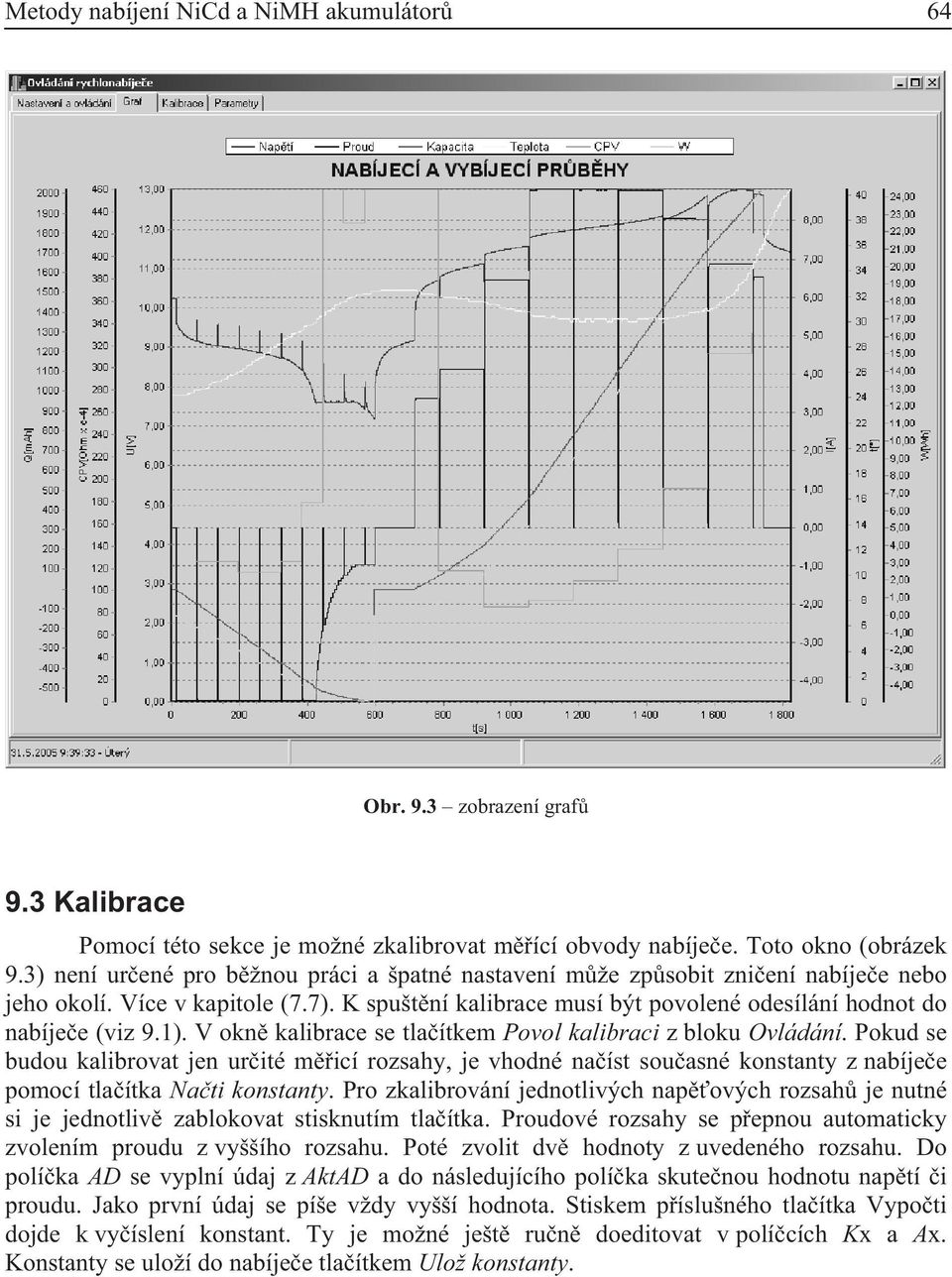 V okn kalibrace se tla ítkem Povol kalibraci z bloku Ovládání. Pokud se budou kalibrovat jen ur ité m icí rozsahy, je vhodné na íst sou asné konstanty z nabíje e pomocí tla ítka Na ti konstanty.