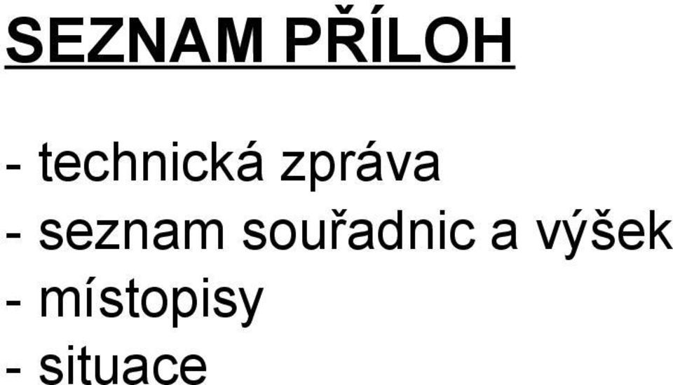 seznam souřadnic a