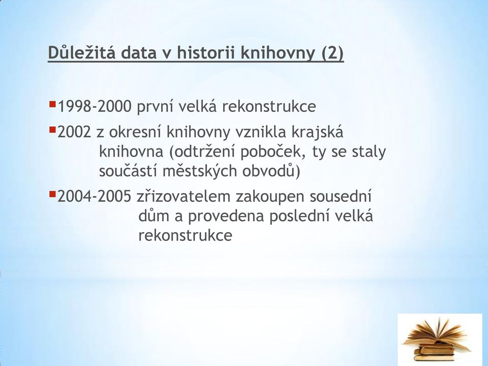 (odtržení poboček, ty se staly součástí městských obvodů)