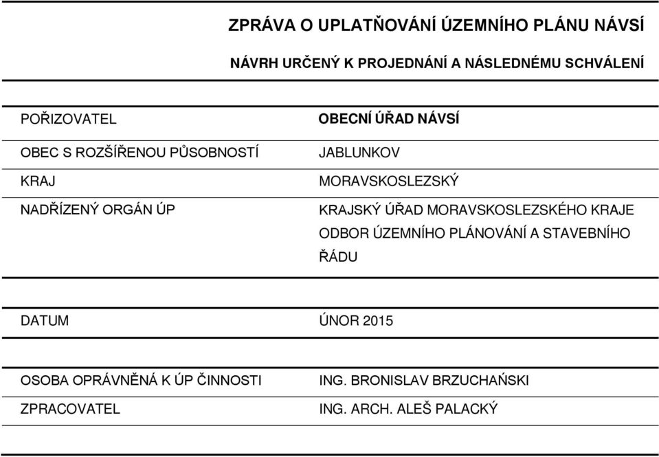 MORAVSKOSLEZSKÝ KRAJSKÝ ÚŘAD MORAVSKOSLEZSKÉHO KRAJE ODBOR ÚZEMNÍHO PLÁNOVÁNÍ A STAVEBNÍHO ŘÁDU