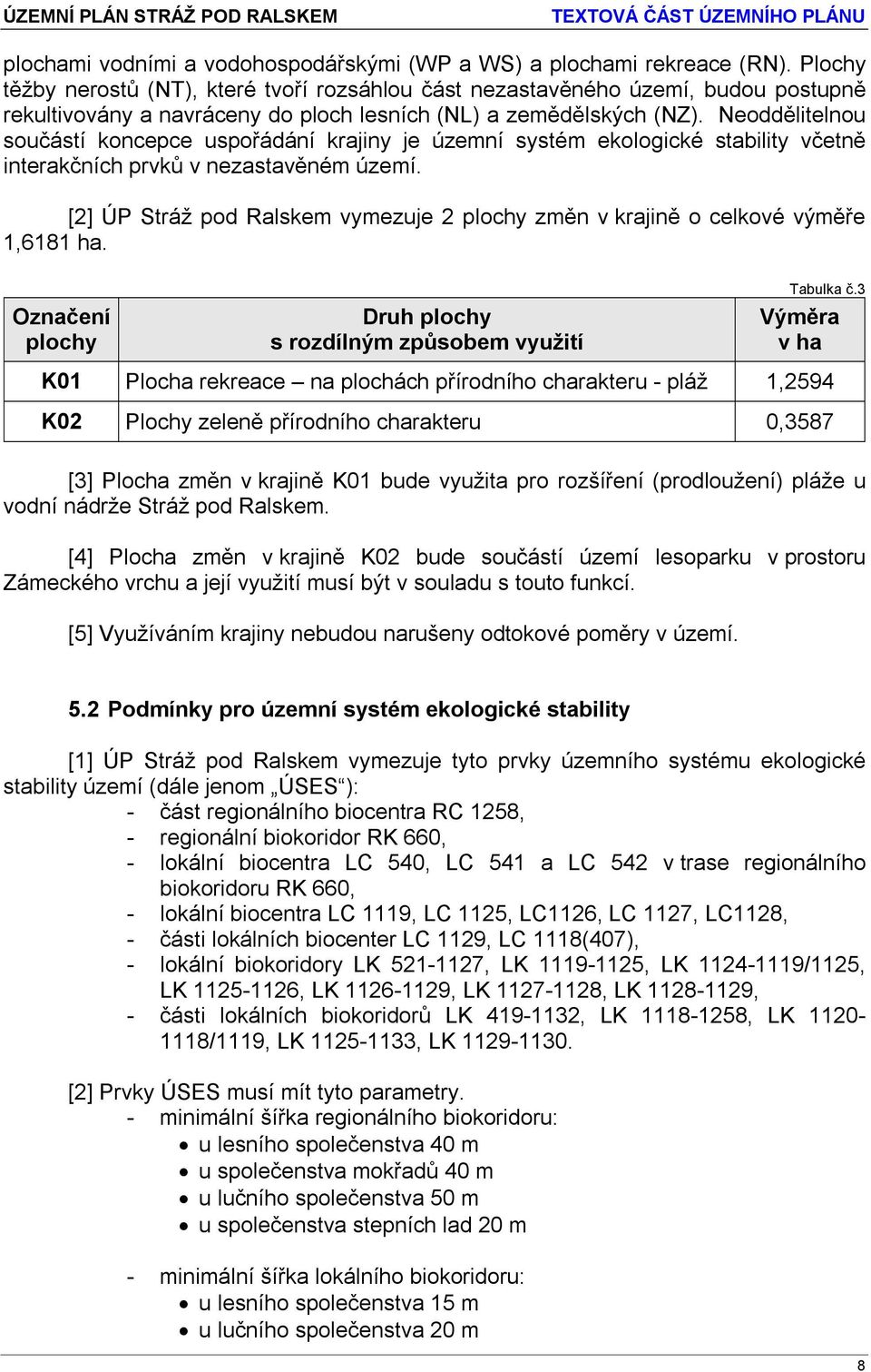 Neoddělitelnou součástí koncepce uspořádání krajiny je územní systém ekologické stability včetně interakčních prvků v nezastavěném území.