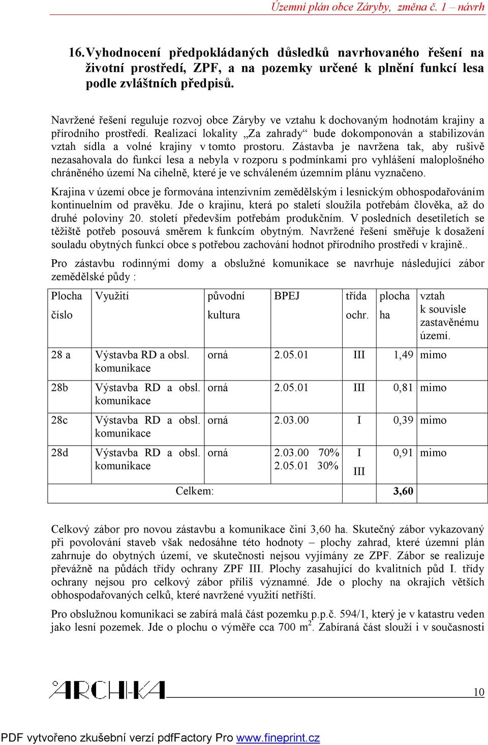 Realizací lokality Za zahrady bude dokomponován a stabilizován vztah sídla a volné krajiny v tomto prostoru.