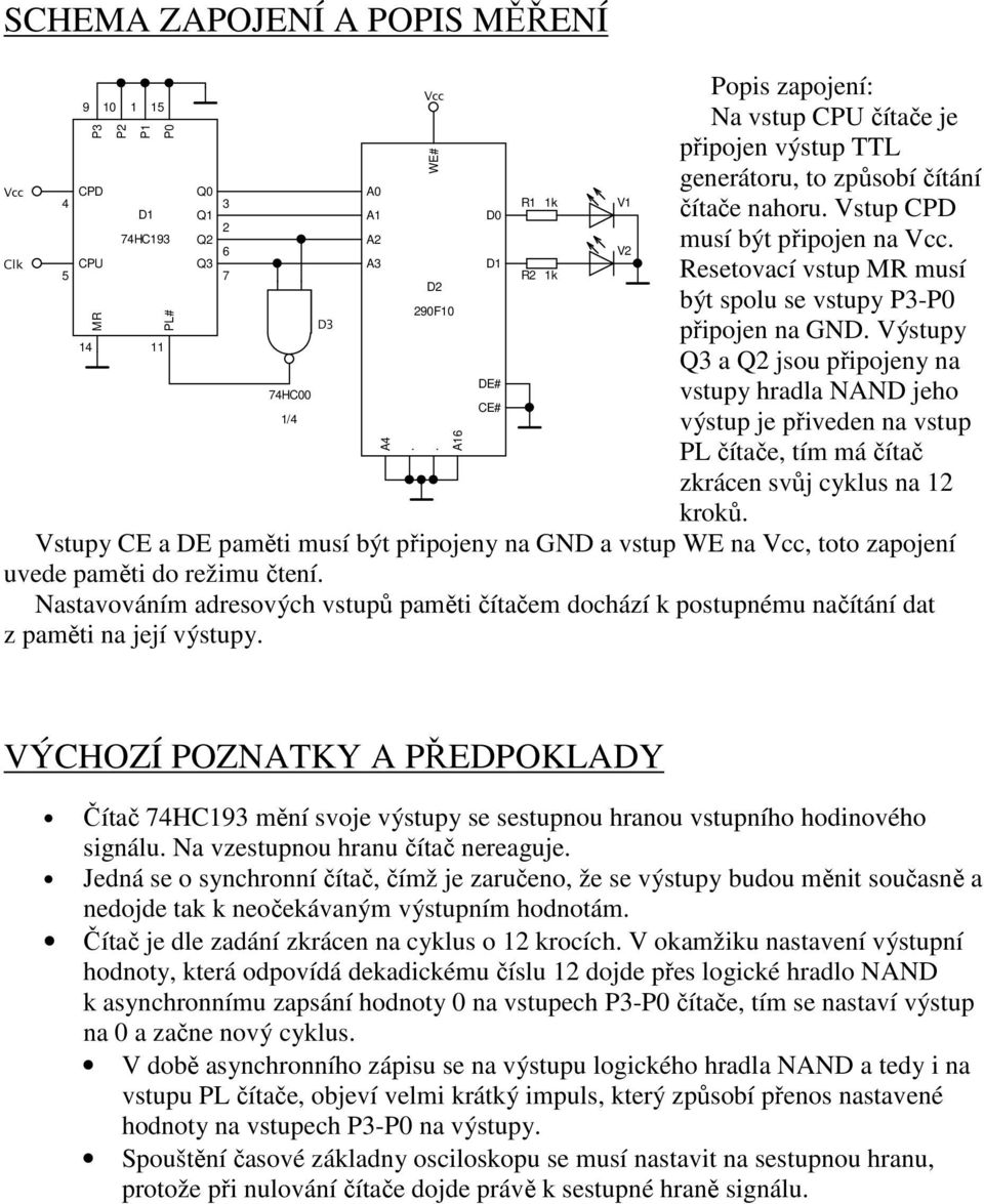 Výstupy 14 11 Q3 a Q2 jsou připojeny na DE# 74HC00 vstupy hradla NAND jeho 1/4 CE# výstup je přiveden na vstup PL čítače, tím má čítač zkrácen svůj cyklus na 12 kroků.