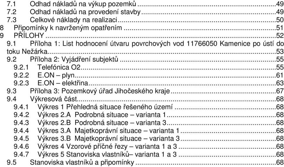 ON elektřina...63 9.3 Příloha 3: Pozemkový úřad Jihočeského kraje...67 9.4 Výkresová část...68 9.4.1 Výkres 1 Přehledná situace řešeného území...68 9.4.2 Výkres 2.A Podrobná situace varianta 1...68 9.4.3 Výkres 2.