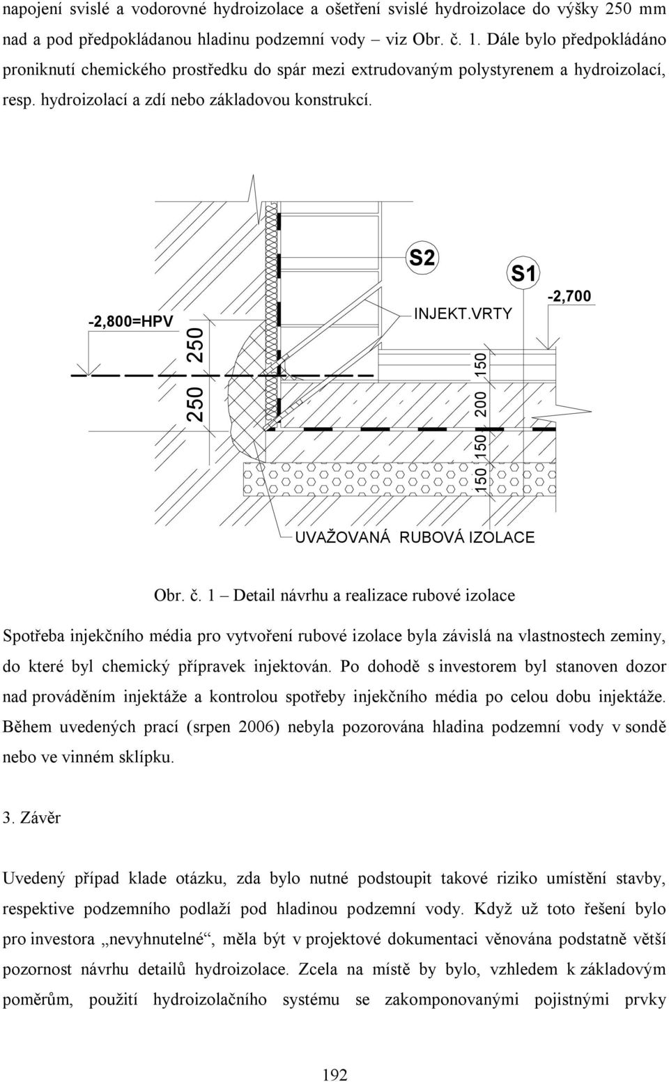 VRTY 150-2,700 250 150 150 200 UVAŽOVANÁ RUBOVÁ IZOLACE Obr. č.