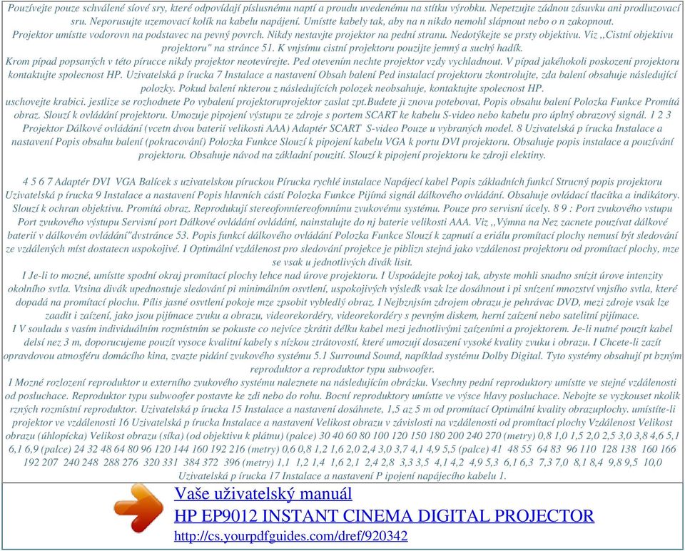 Nikdy nestavjte projektor na pední stranu. Nedotýkejte se prsty objektivu. Viz,,Cistní objektivu projektoru" na stránce 51. K vnjsímu cistní projektoru pouzijte jemný a suchý hadík.