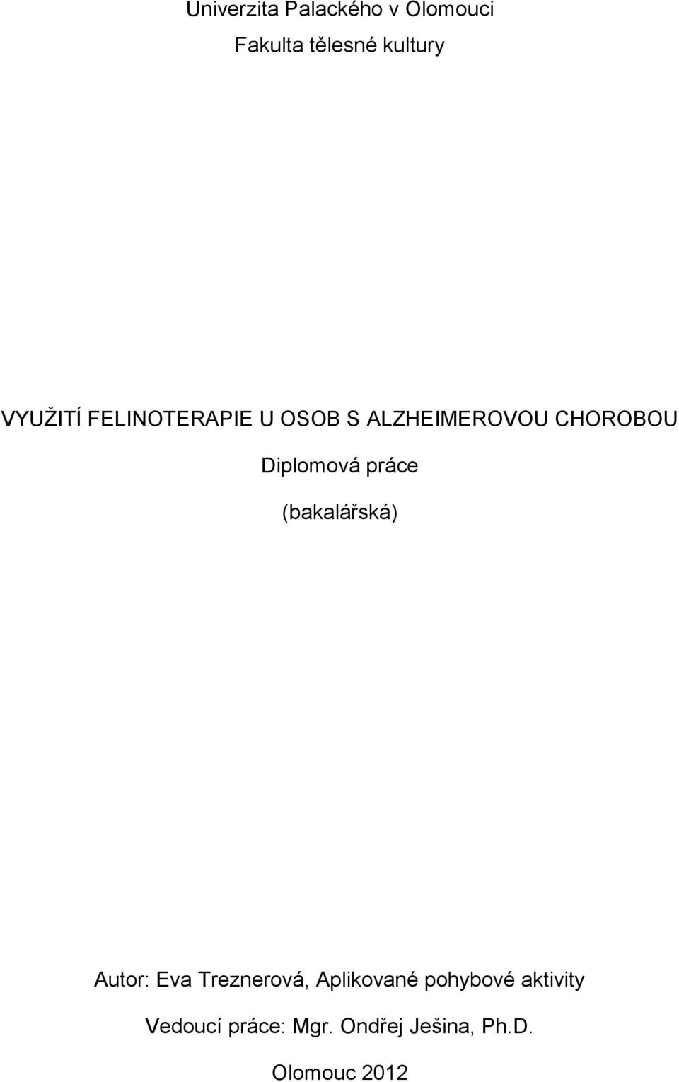 Diplomová práce (bakalářská) Autor: Eva Treznerová,