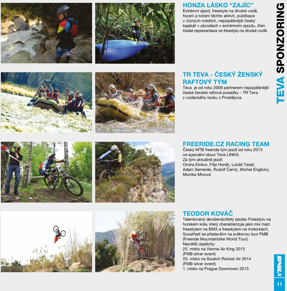 TEVA sponzoring FREERIDE.CZ RACING TEAM Český MTB freeride tým jezdí od roku 2013 ve speciální obuvi Teva LINKS.