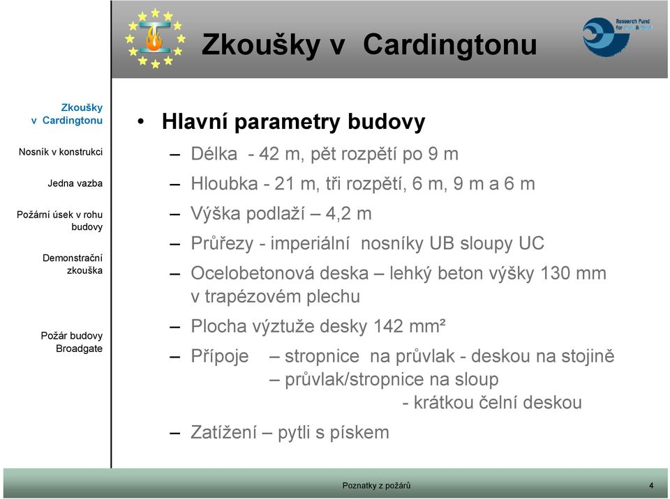 beton výšky 130 mm v trapézovém plechu Plocha výztuže desky 142 mm² Přípoje stropnice na