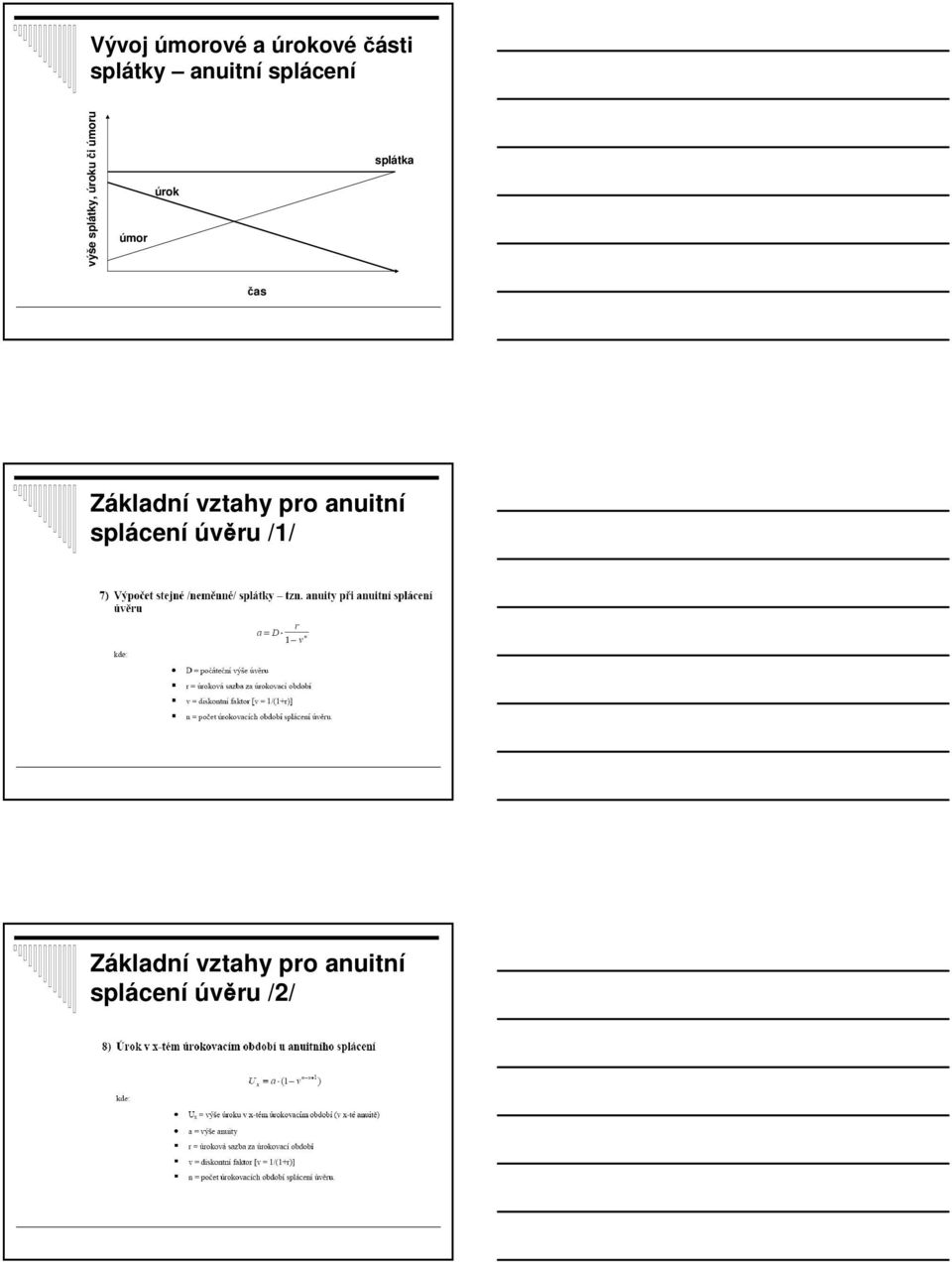 splátka čas Základní vztahy pro anuitní splácení
