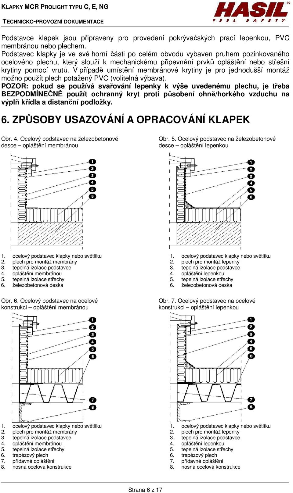 V případě umístění membránové krytiny je pro jednodušší montáž možno použít plech potažený PVC (volitelná výbava).