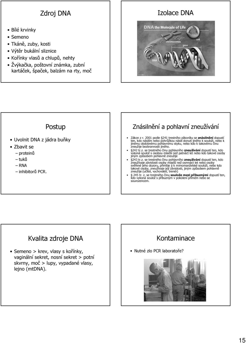 2001 podle 241 trestního zákoníku se znásilnění dopustí ten, kdo násilím nebo pohrůžkou násilí donutí jiného k souloži, nebo k jinému obdobnému pohlavnímu styku, nebo kdo k takovému činu zneužije