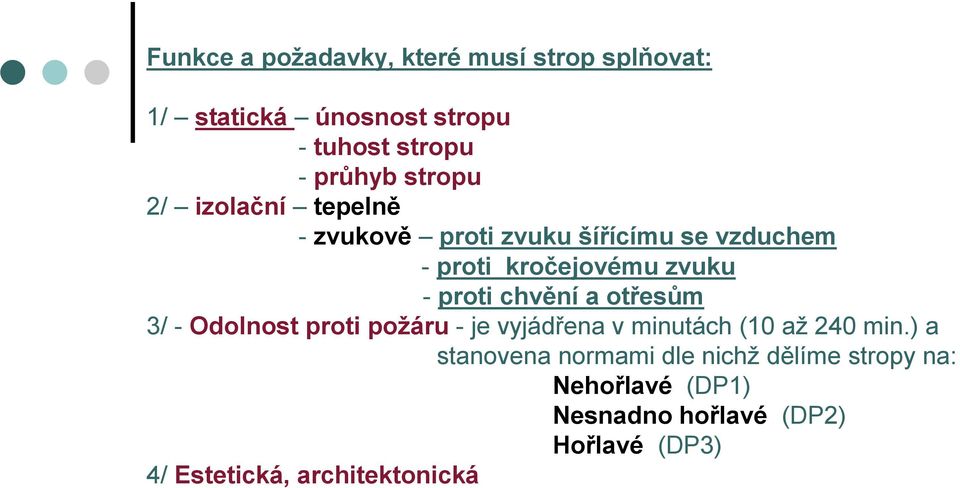 chvění a otřesům 3/ - Odolnost proti požáru -je vyjádřena v minutách (10 až 240 min.