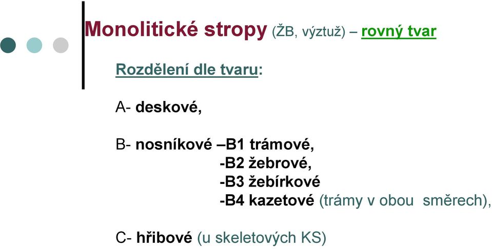 trámové, -B2 žebrové, -B3 žebírkové -B4 kazetové