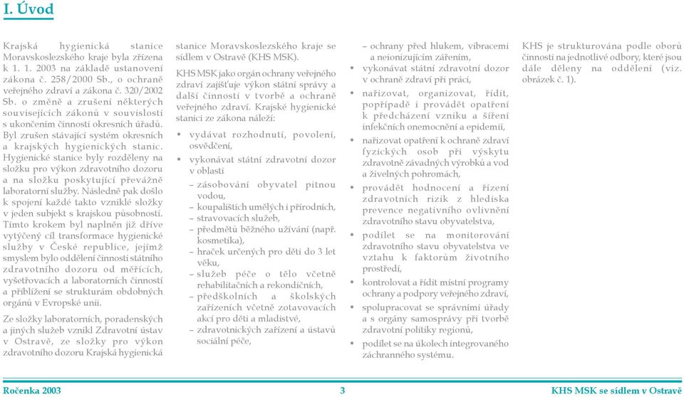 ygienické stanice byly rozdìleny na složku pro výkon zdravotního dozoru a na složku poskytující pøevážnì laboratorní služby.