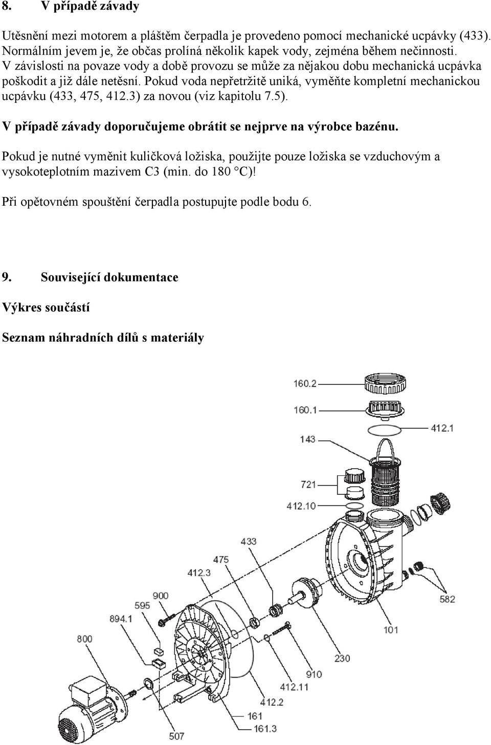 V závislosti na povaze vody a době provozu se může za nějakou dobu mechanická ucpávka poškodit a již dále netěsní.