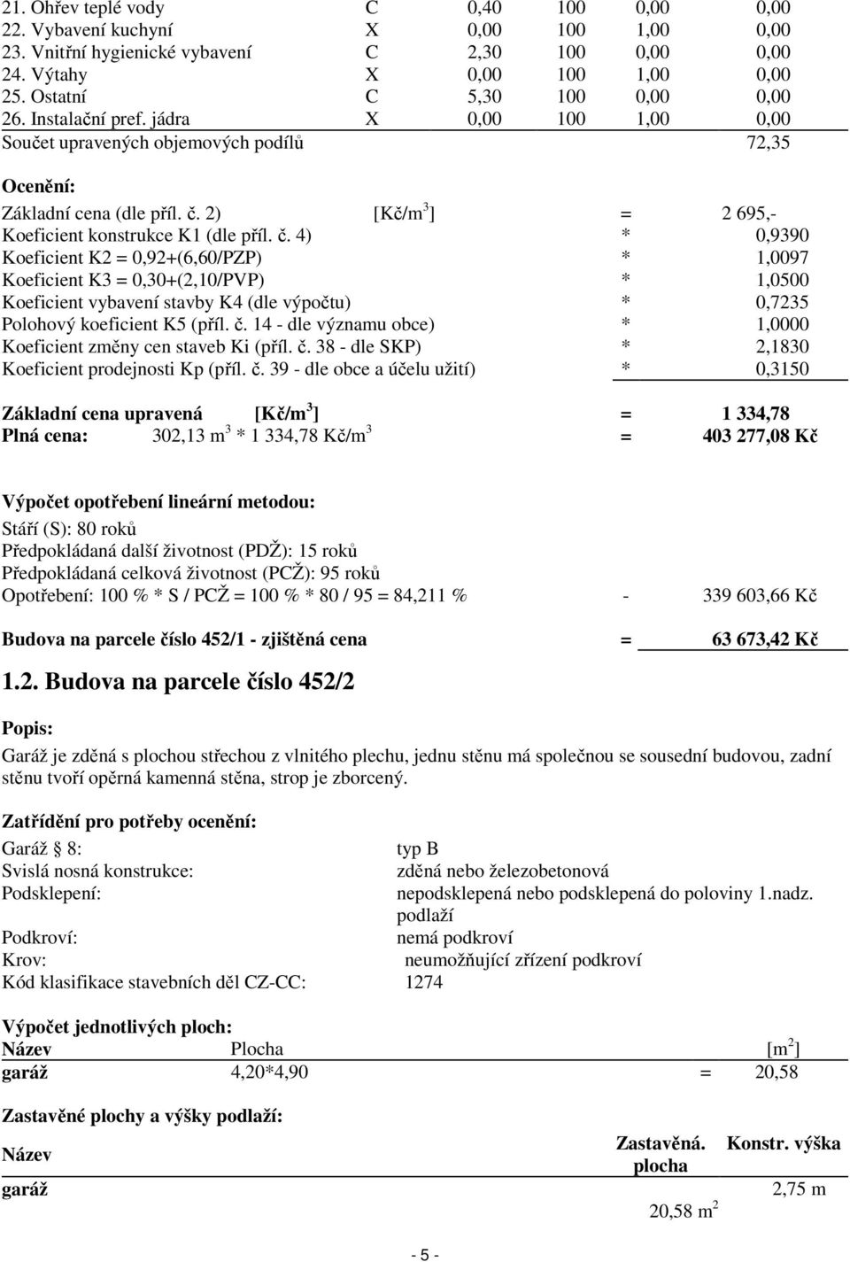 2) [Kč/m 3 ] = 2 695,- Koeficient konstrukce K1 (dle příl. č.