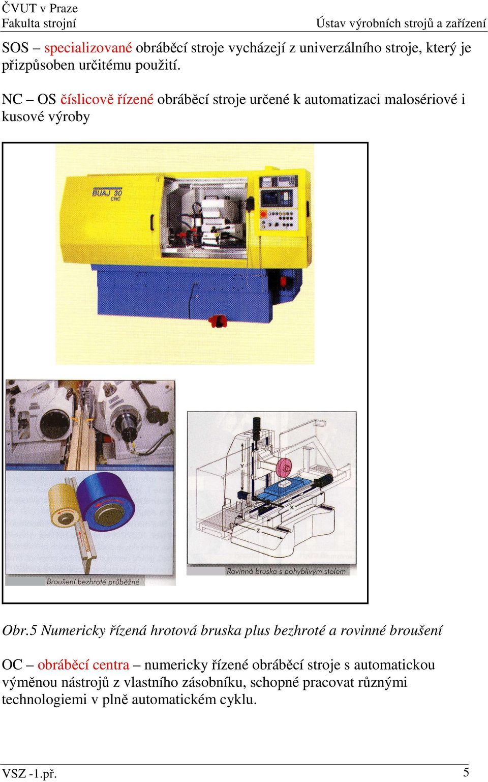 5 Numericky řízená hrotová bruska plus bezhroté a rovinné broušení OC obráběcí centra numericky řízené obráběcí