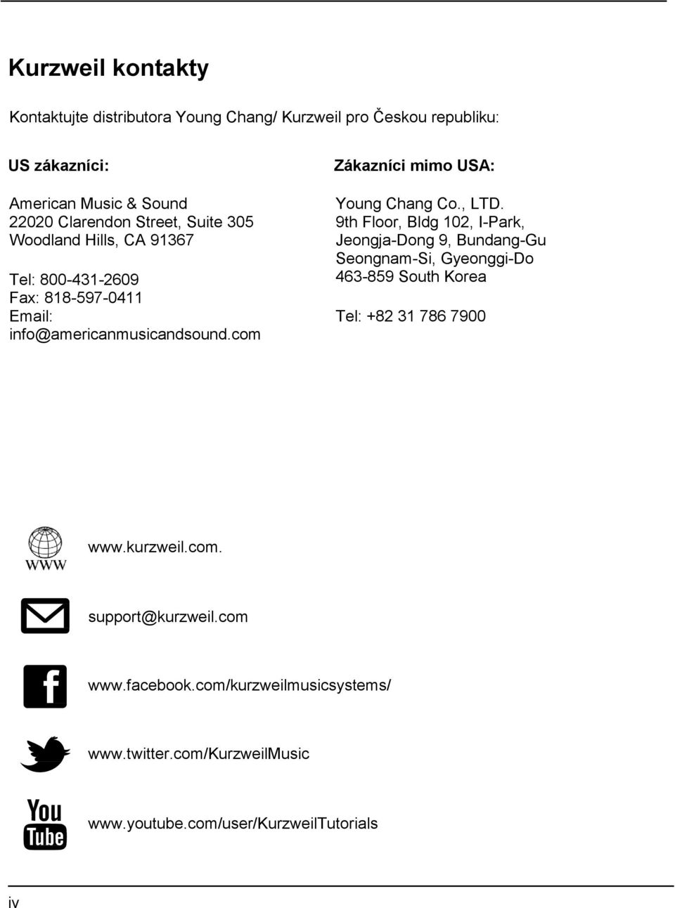 com Zákazníci mimo USA: Young Chang Co., LTD.