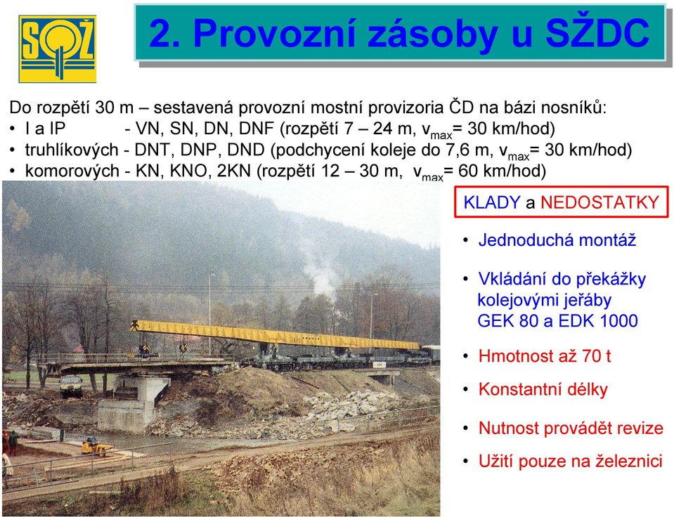 30 km/hod) komorových - KN, KNO, 2KN (rozpětí 12 30 m, vmax= 60 km/hod) KLADY a NEDOSTATKY Jednoduchá montáž Vkládání do