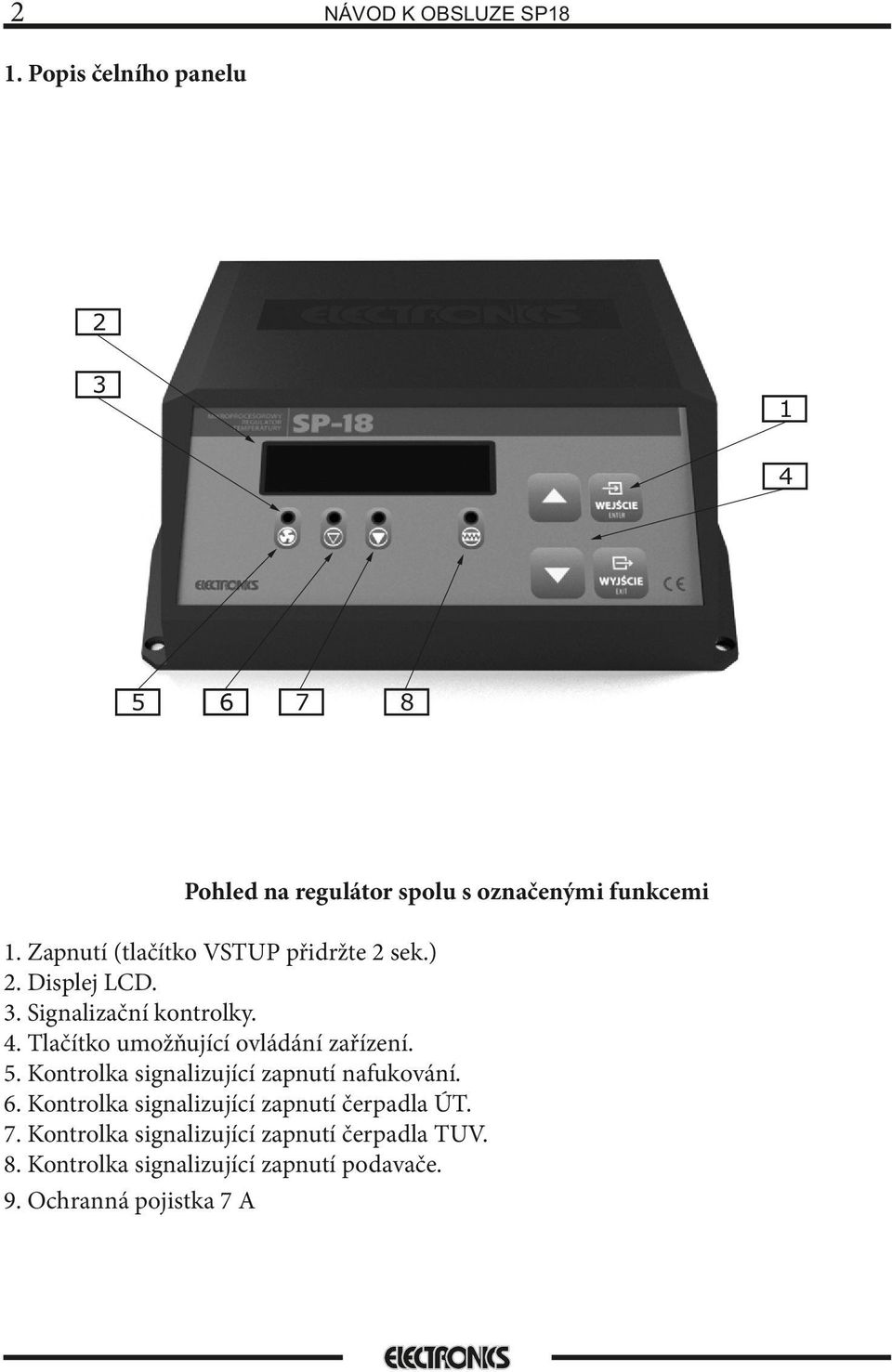 Tlačítko umožňující ovládání zařízení. 5. Kontrolka signalizující zapnutí nafukování. 6.