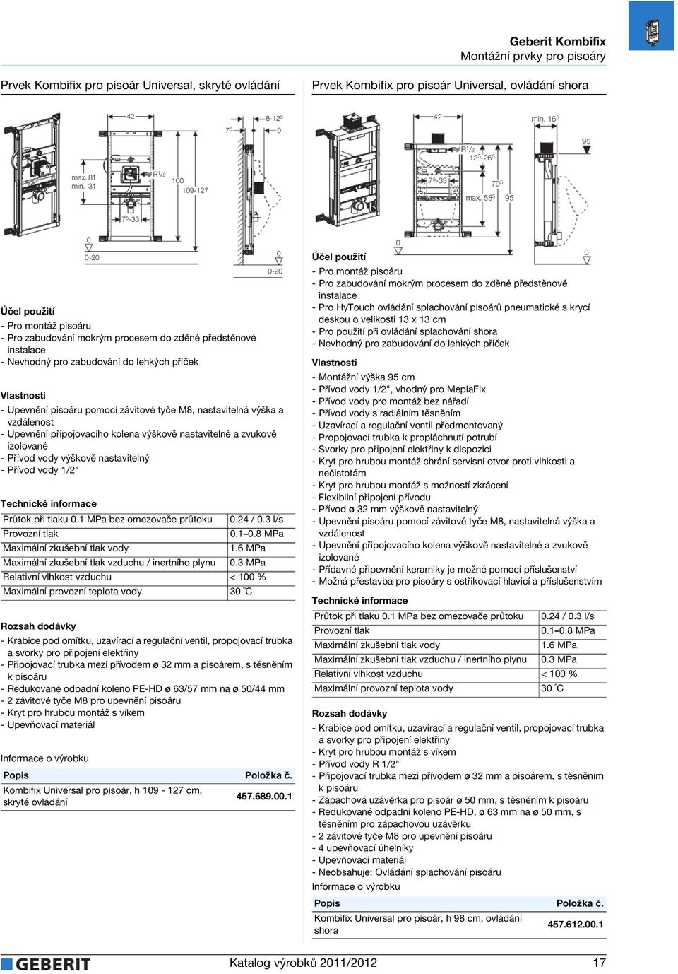 58 5 79 5 95 7 5-33 -2 -Pro montáž pisoáru - Pro zabudování mokrým do zděné předstěnové - Nevhodný pro zabudování do lehkých příček - Upevnění pisoáru pomocí závitové tyče M8, nastavitelná výška a