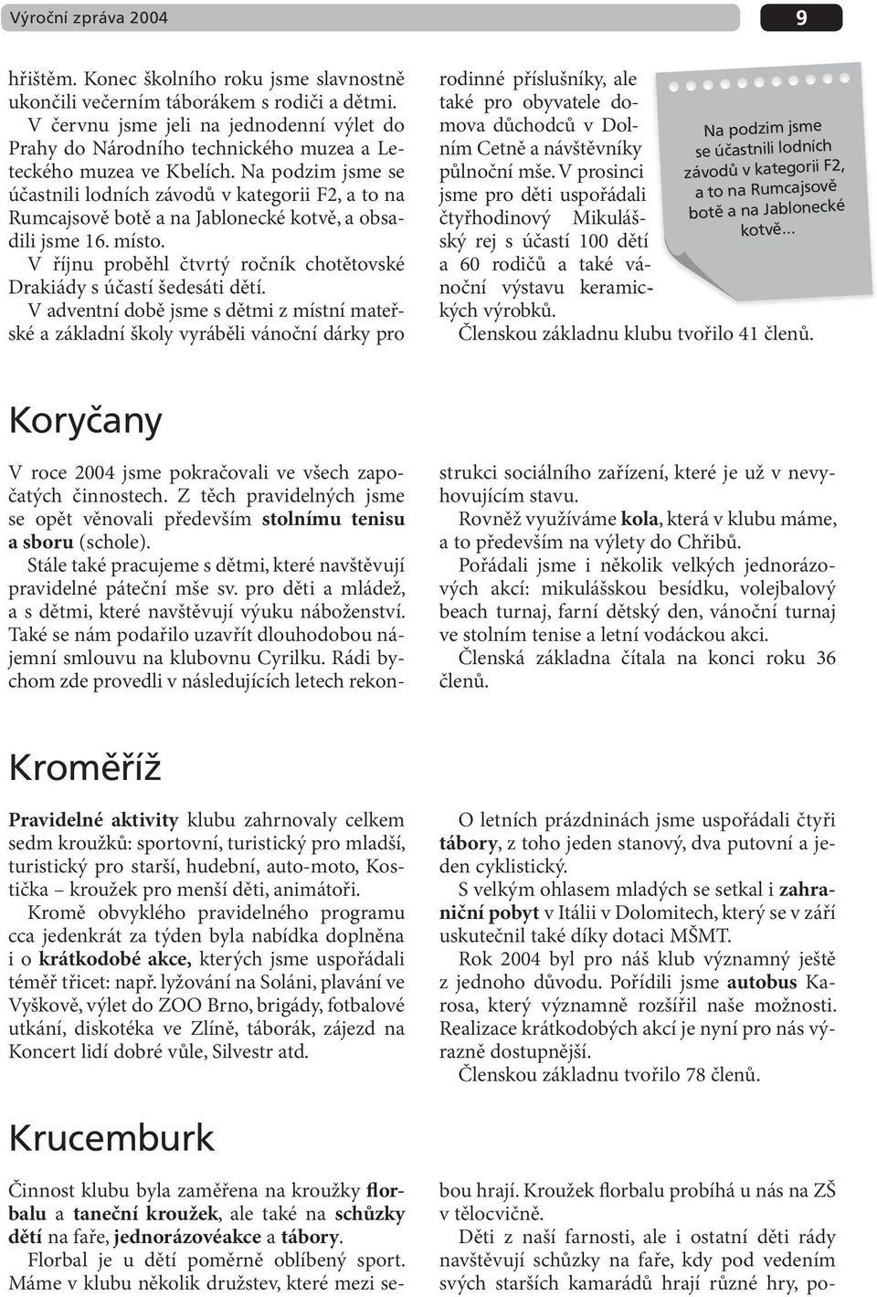 Na podzim jsme se účastnili lodních závodů v kategorii F2, a to na Rumcajsově botě a na Jablonecké kotvě, a obsadili jsme 16. místo.