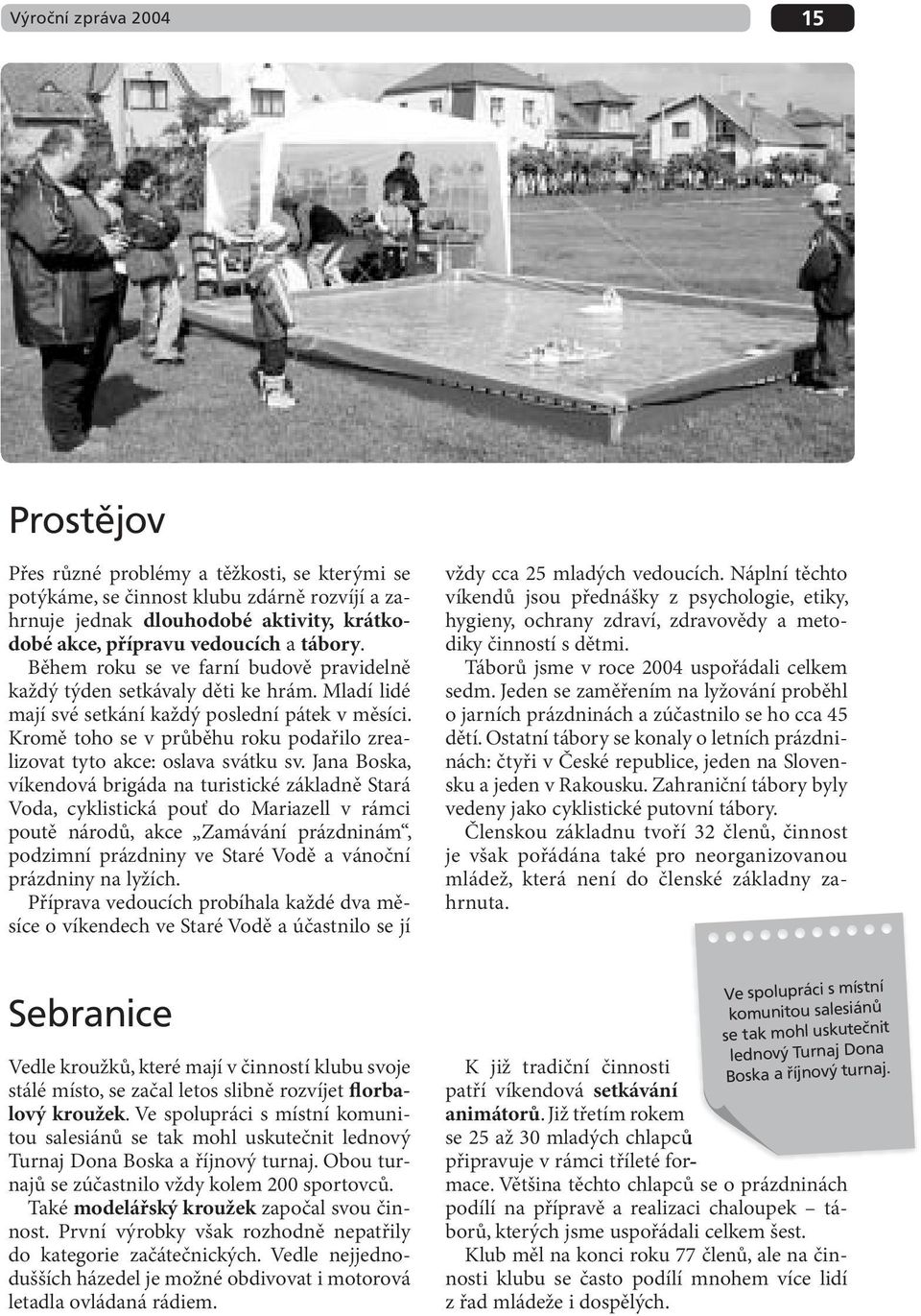 Kromě toho se v průběhu roku podařilo zrealizovat tyto akce: oslava svátku sv.