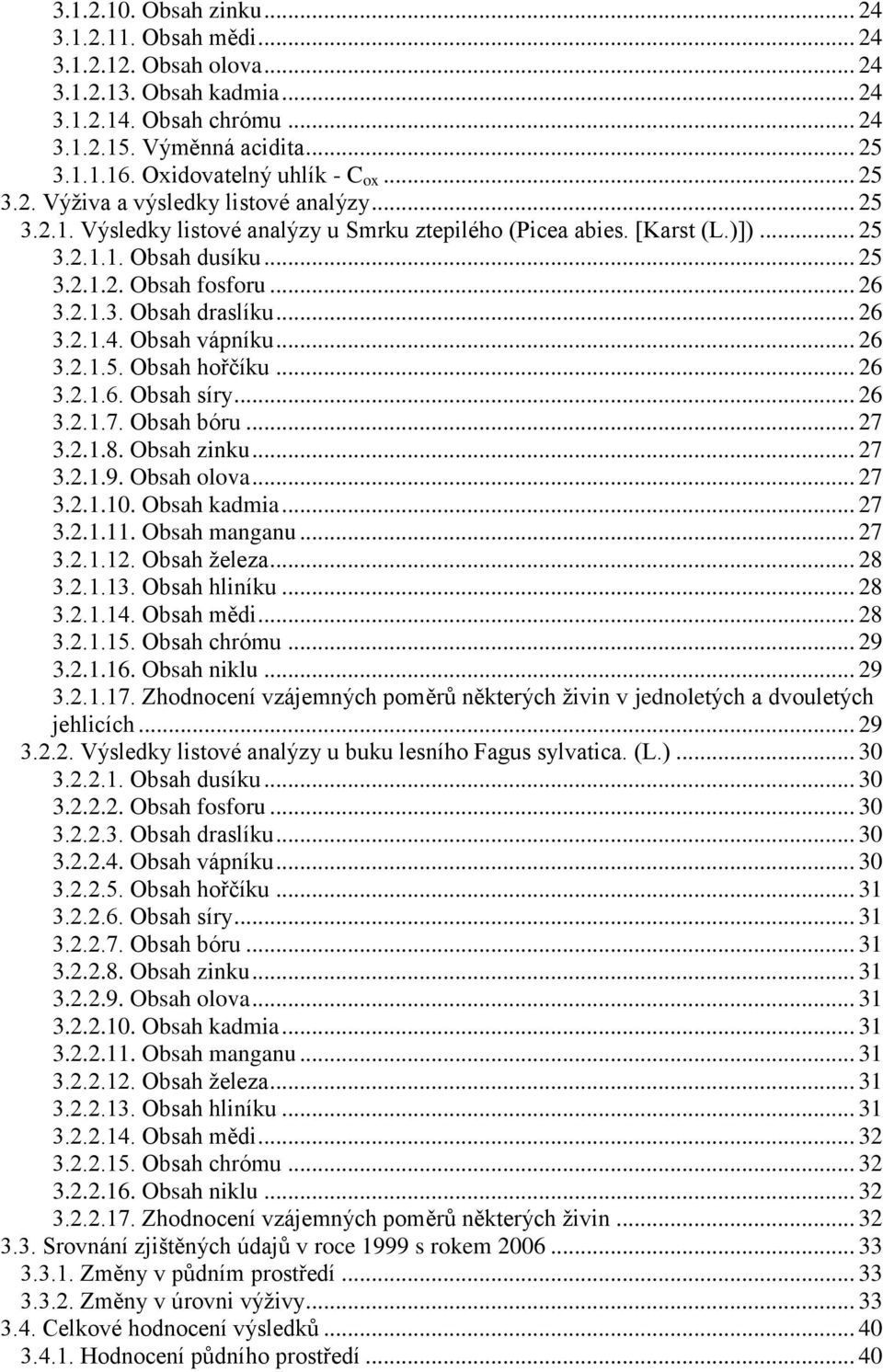 .. 26 3.2.1.3. Obsah draslíku... 26 3.2.1.4. Obsah vápníku... 26 3.2.1.5. Obsah hořčíku... 26 3.2.1.6. Obsah síry... 26 3.2.1.7. Obsah bóru... 27 3.2.1.8. Obsah zinku... 27 3.2.1.9. Obsah olova... 27 3.2.1.10.