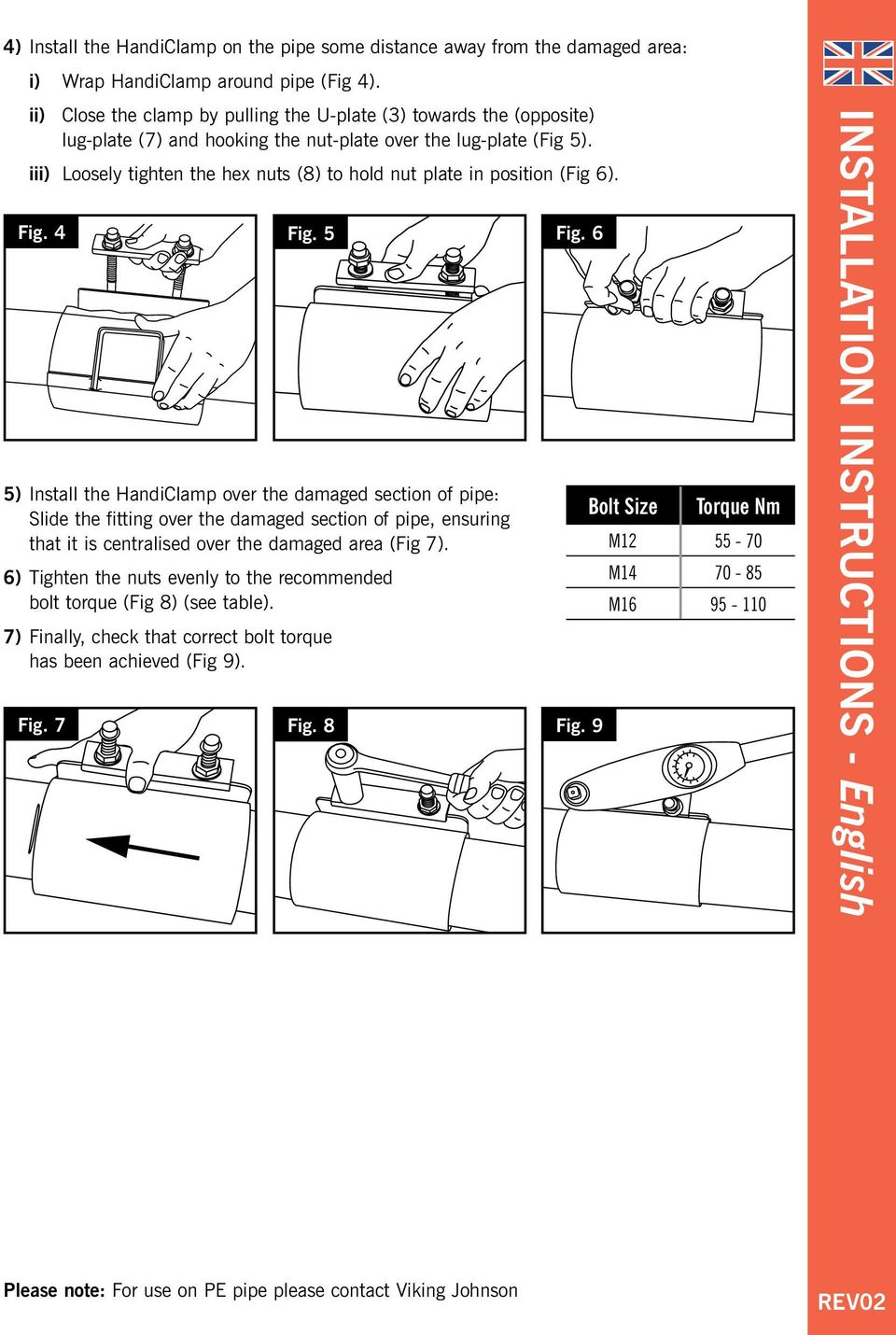 iii) Loosely tighten the hex nuts (8) to hold nut plate in position (Fig 6). Fig. 4 Fig.