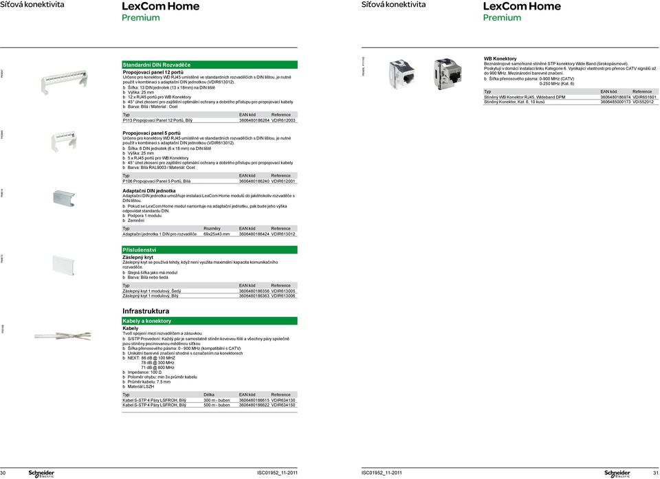 Šířka: 13 DIN jednotek (13 x 18mm) na DIN liště Výška: 25 mm 12 x RJ45 portů pro WB Konektory 45 úhel zkosení pro zajištění optimální ochrany a dobrého přístupu pro propojovací kabely Barva: Bílá /