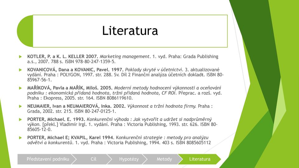 Moderní metody hodnocení výkonnosti a oceňování podniku : ekonomická přidaná hodnota, tržní přidaná hodnota, CF ROI. Přeprac. a rozš. vyd. Praha : Ekopress, 2005. str. 164. ISBN 8086119610.