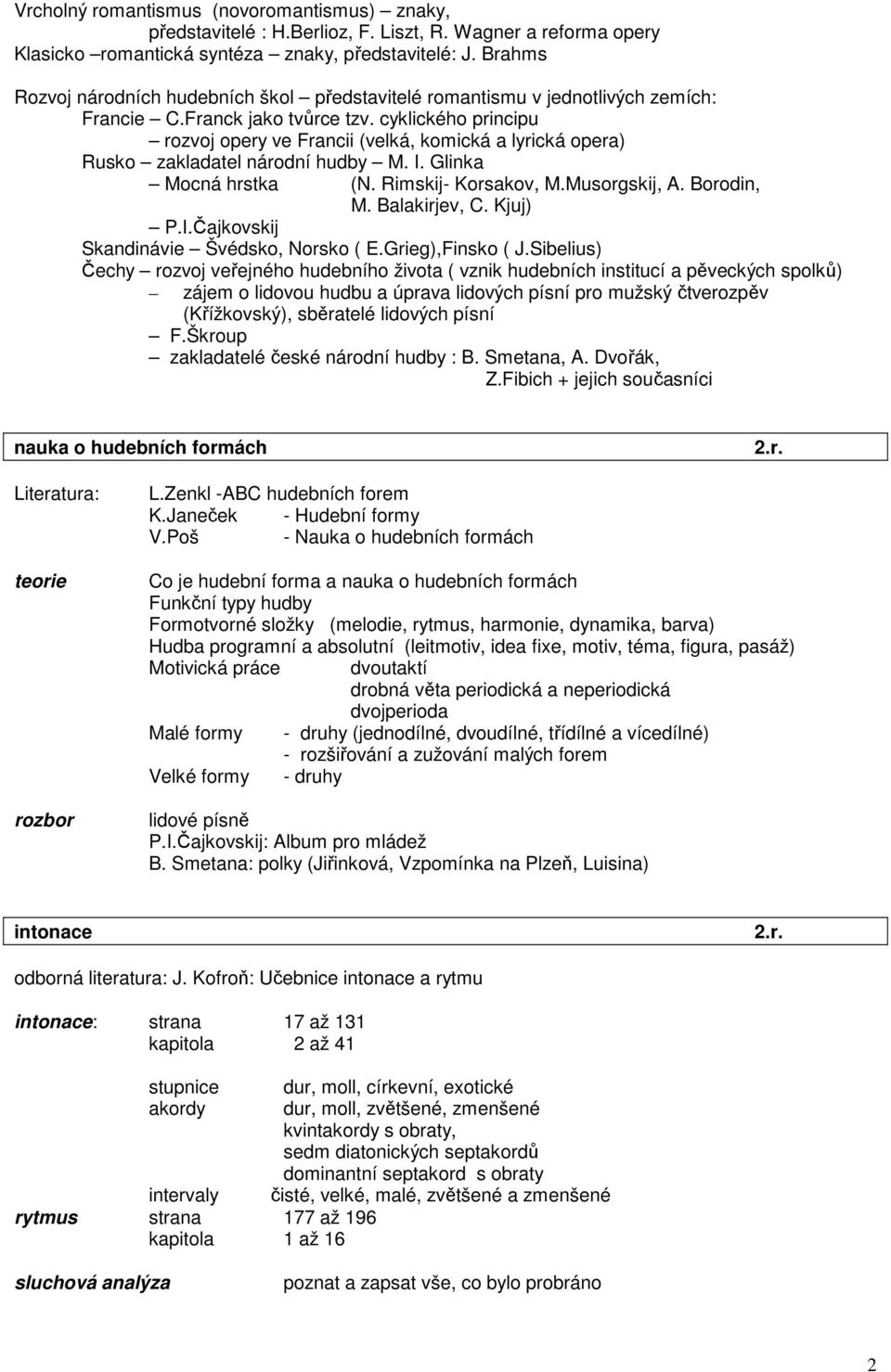 cyklického principu rozvoj opery ve Francii (velká, komická a lyrická opera) Rusko zakladatel národní hudby M. I. Glinka Mocná hrstka (N. Rimskij- Korsakov, M.Musorgskij, A. Borodin, M. Balakirjev, C.