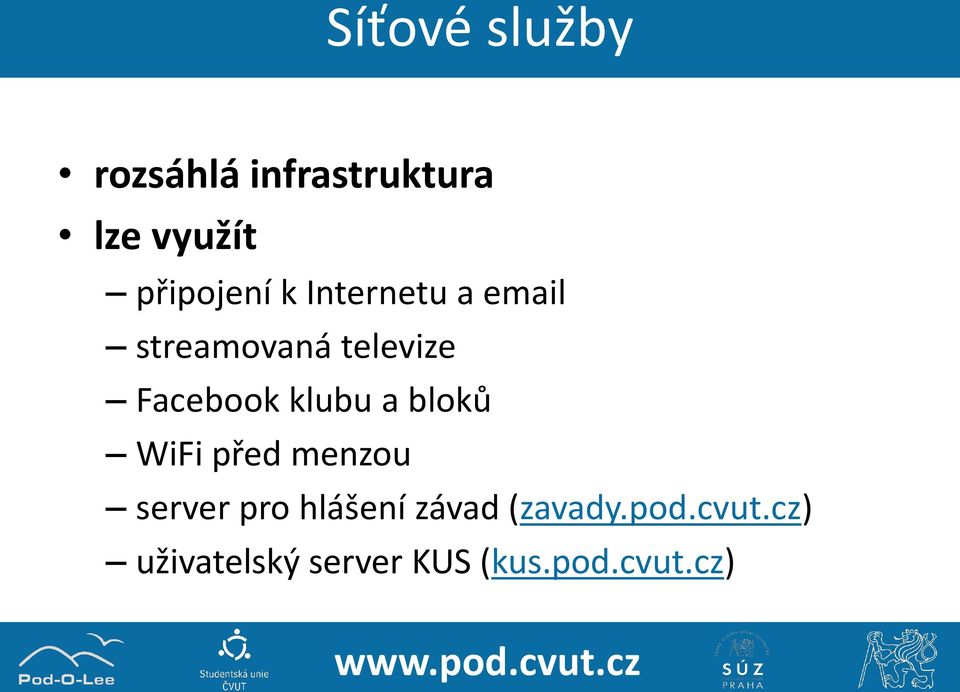 Facebook klubu a bloků WiFi před menzou server pro