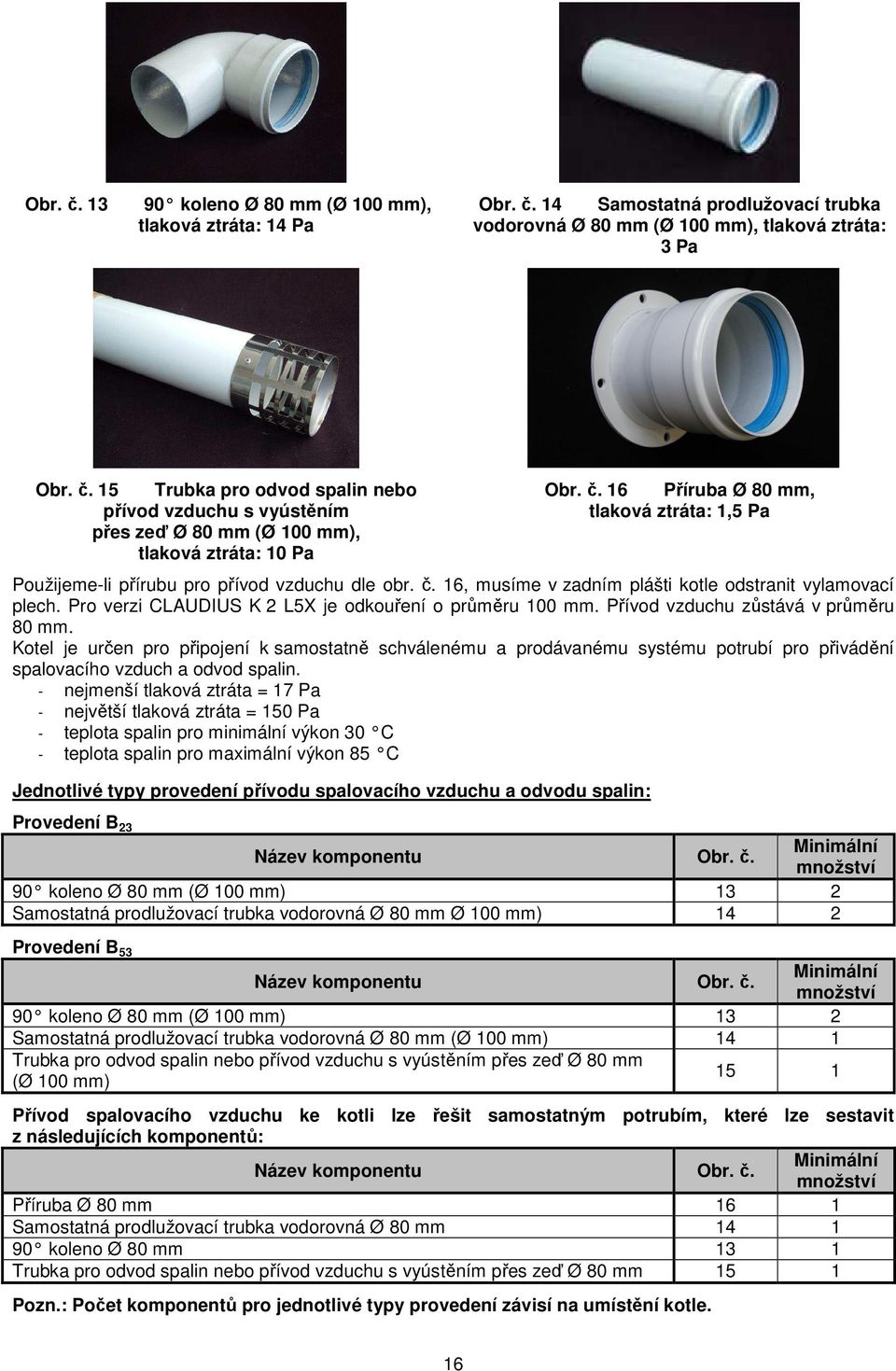 Pro verzi CLAUDIUS K 2 L5X je odkouření o průměru 100 mm. Přívod vzduchu zůstává v průměru 80 mm.