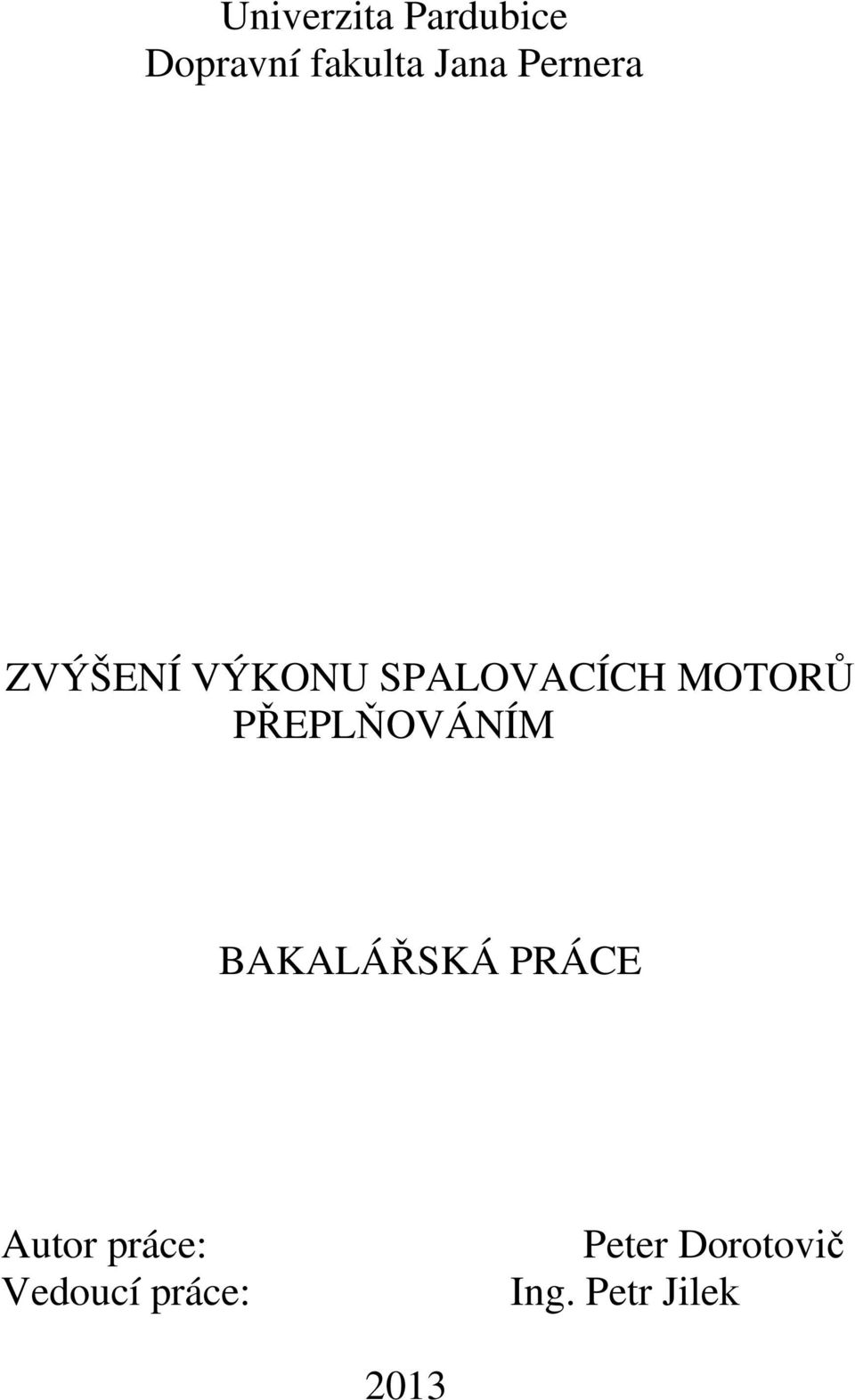 PŘEPLŇOVÁNÍM BAKALÁŘSKÁ PRÁCE Autor práce: