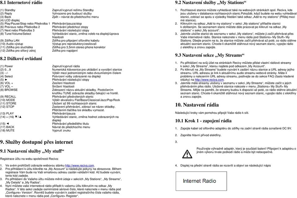 displeji/úprava hlasitosti (9) Zdířka LAN Zdířka pro připojení síťového kabelu (10) Audio výstup Výstup pro reproduktory/zesilovač (11) Zdířka pro sluchátka Zdířka pro 3,5mm stereo phone konektor