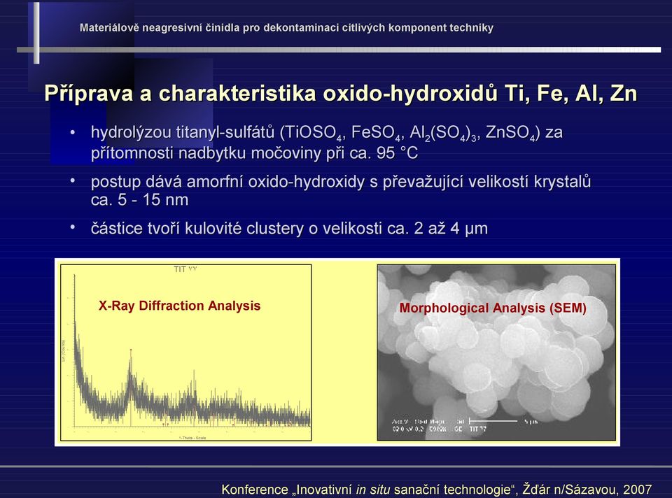 95 C postup dává amorfní oxido-hydroxidy s převažující velikostí krystalů ca.