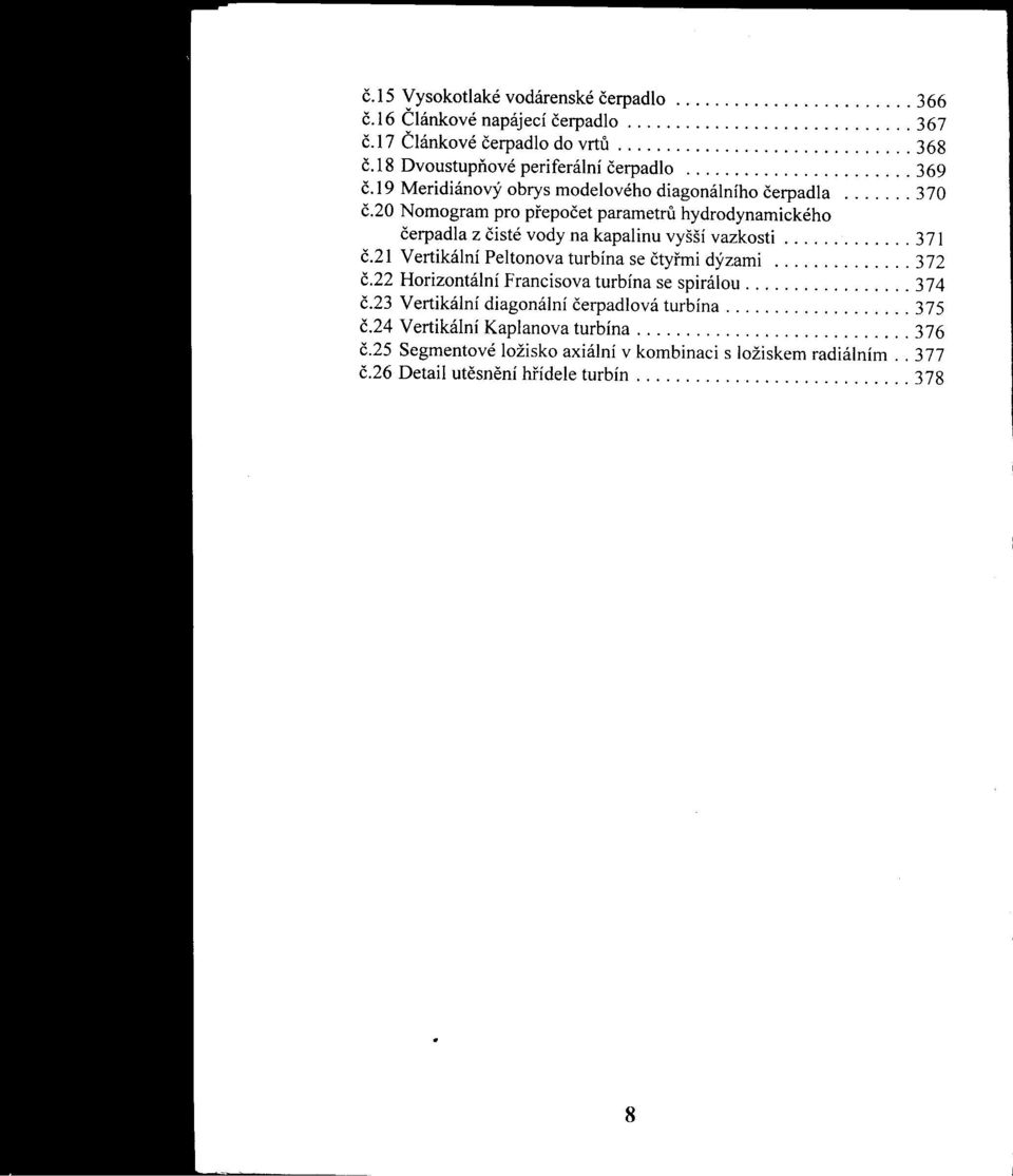 vazkosti 371 č2l VertikálníPeltonova turbínase čtyfmi dýzami 372 č22 HorizontálníFrancisovaturbínase spirálou 374 č23