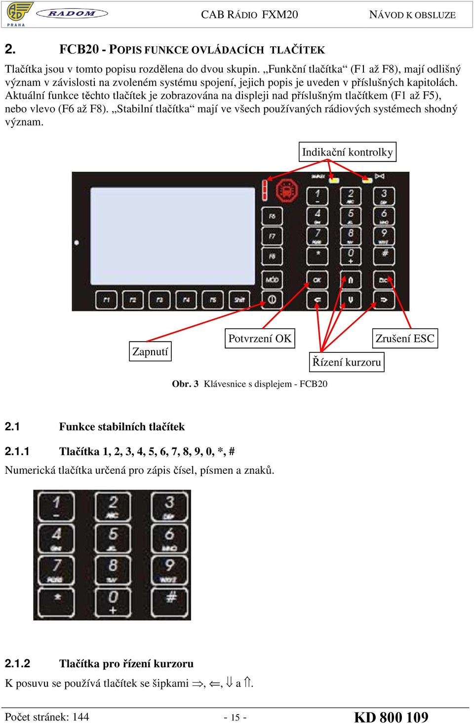 Aktuální funkce těchto tlačítek je zobrazována na displeji nad příslušným tlačítkem (F1 až F5), nebo vlevo (F6 až F8). Stabilní tlačítka mají ve všech používaných rádiových systémech shodný význam.