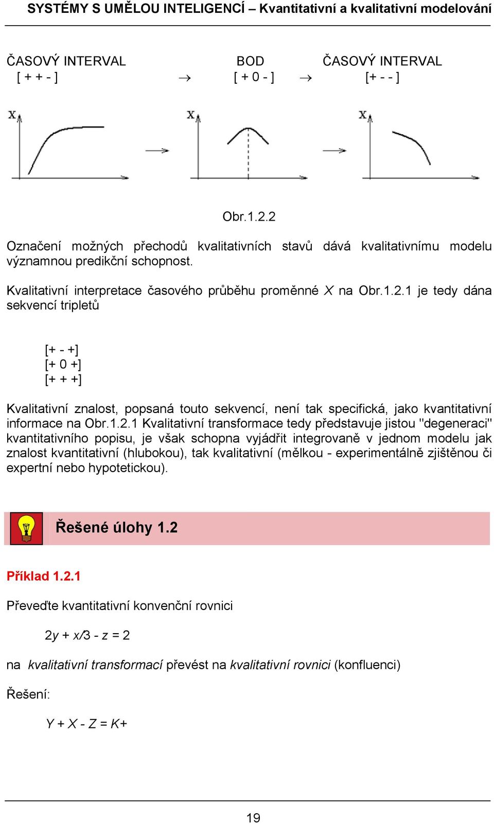 1.2.1 Kvalitativní transformace tedy představuje jistou "degeneraci" kvantitativního popisu, je však schopna vyjádřit integrovaně v jednom modelu jak znalost kvantitativní (hlubokou), tak