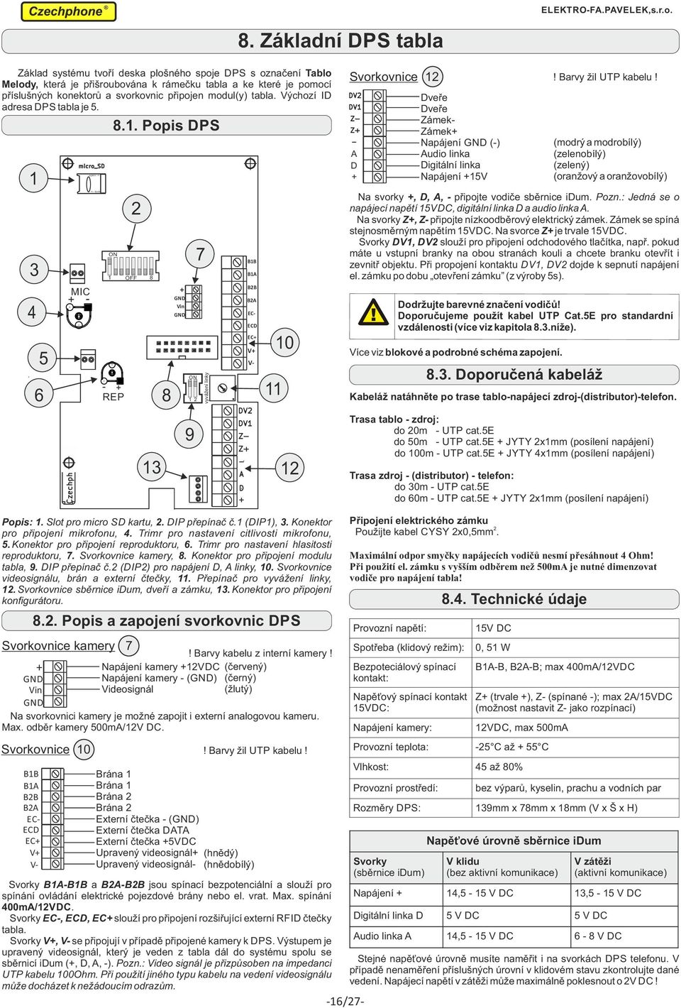 modul(y) tabla. Výchozí I adresa PS tabla je 5. 3 4 5 6 MIC ECopen > < lock.