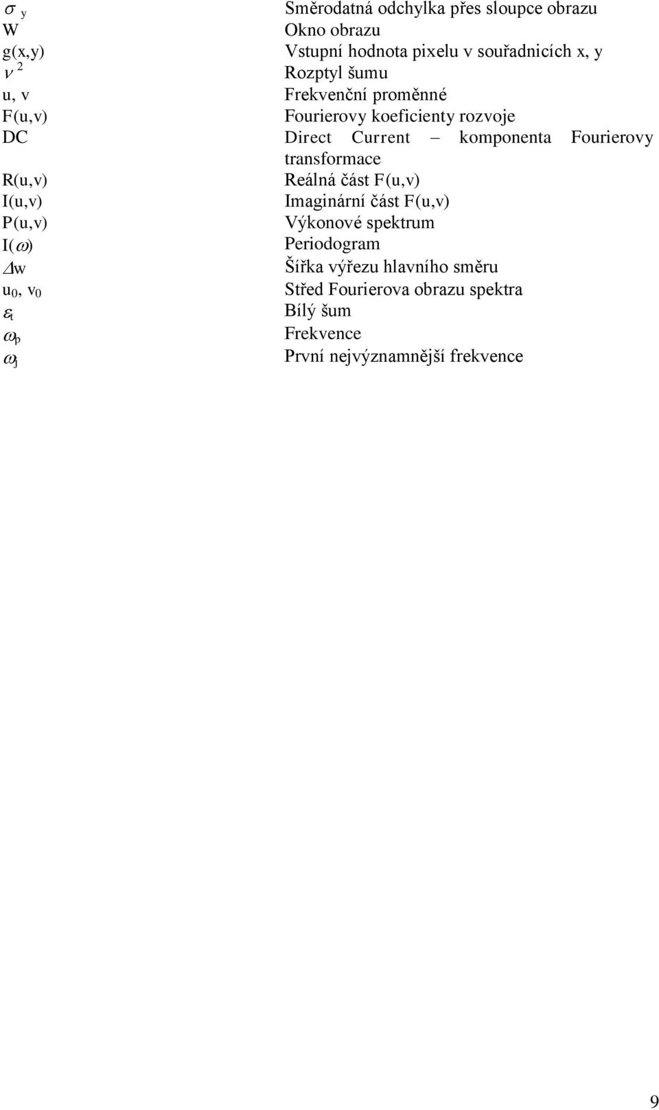 transformace R(u,v) Reálná část F(u,v) I(u,v) Imaginární část F(u,v) P(u,v) Výkonové spektrum I( ) Periodogram w