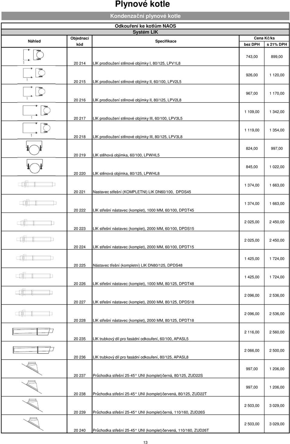 218 LIK prodloužení stěnové objímky III, 80/125, LPV3L8 1 119,00 1 354,00 20 219 LIK stěhová objímka, 60/100, LPWHL5 824,00 997,00 20 220 LIK stěnová objímka, 80/125, LPWHL8 845,00 1 022,00 20 221