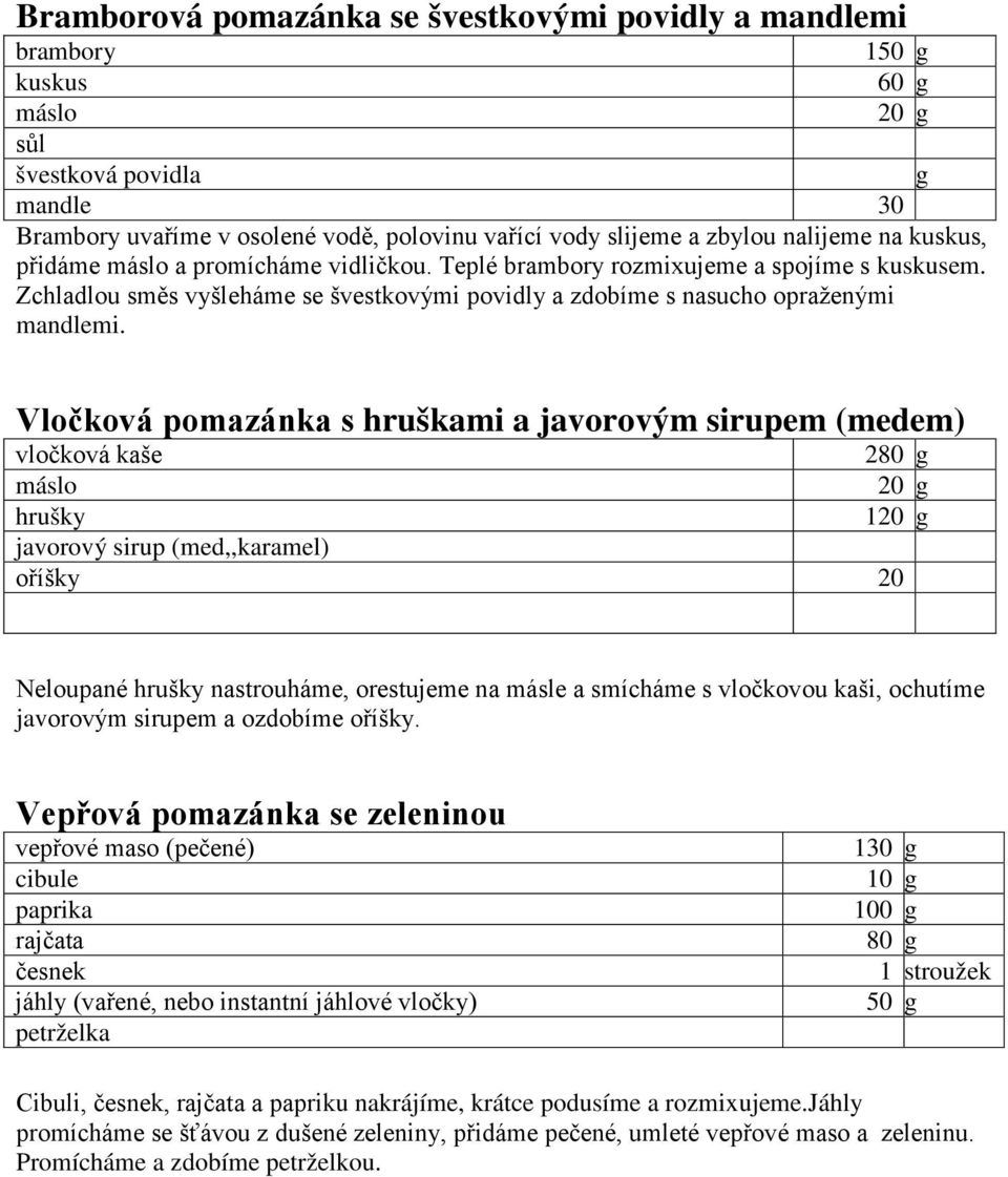 Vločková pomazánka s hruškami a javorovým sirupem (medem) vločková kaše 280 g hrušky 1 javorový sirup (med,,karamel) oříšky 20 Neloupané hrušky nastrouháme, orestujeme na másle a smícháme s vločkovou