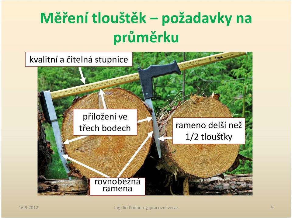 bodech rameno delší než 1/2 tloušťky