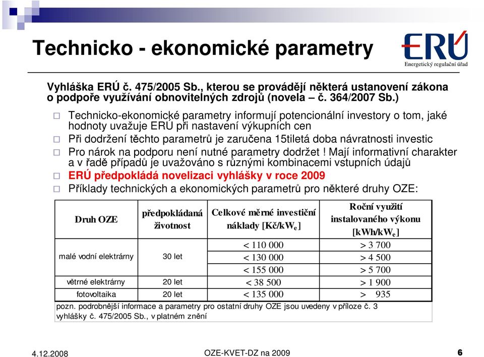 investic Pro nárok na podporu není nutné parametry dodržet!