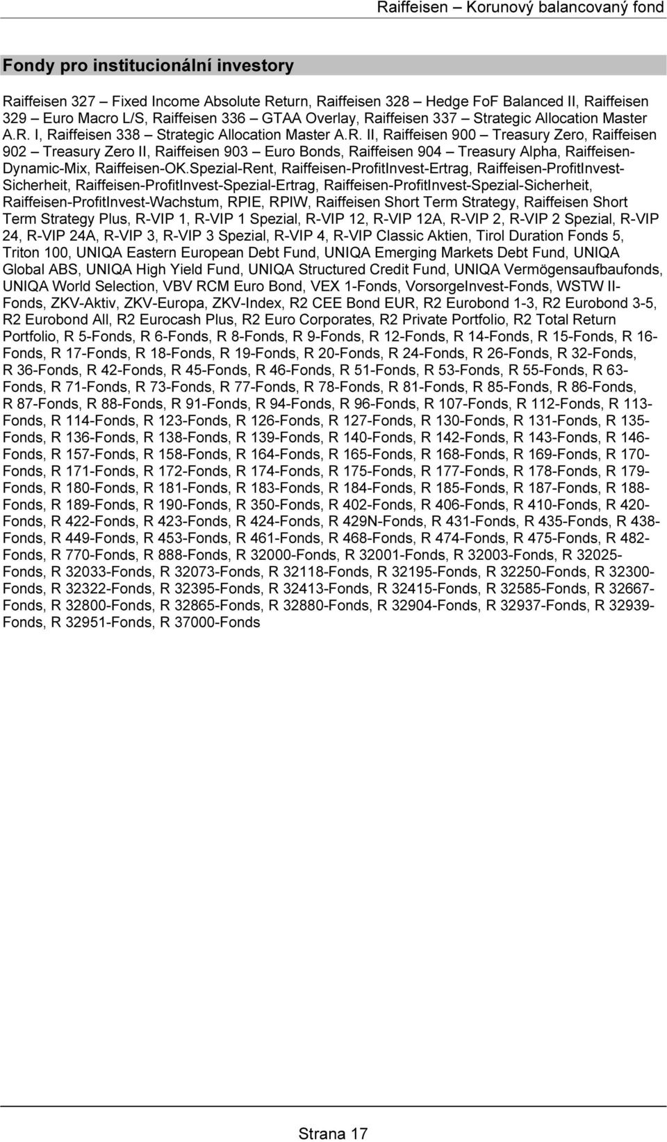 Spezial-Rent, Raiffeisen-ProfitInvest-Ertrag, Raiffeisen-ProfitInvest- Sicherheit, Raiffeisen-ProfitInvest-Spezial-Ertrag, Raiffeisen-ProfitInvest-Spezial-Sicherheit,