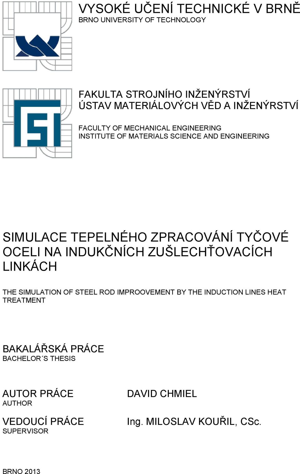 TYČOVÉ OCELI NA INDUKČNÍCH ZUŠLECHŤOVACÍCH LINKÁCH THE SIMULATION OF STEEL ROD IMPROOVEMENT BY THE INDUCTION LINES HEAT