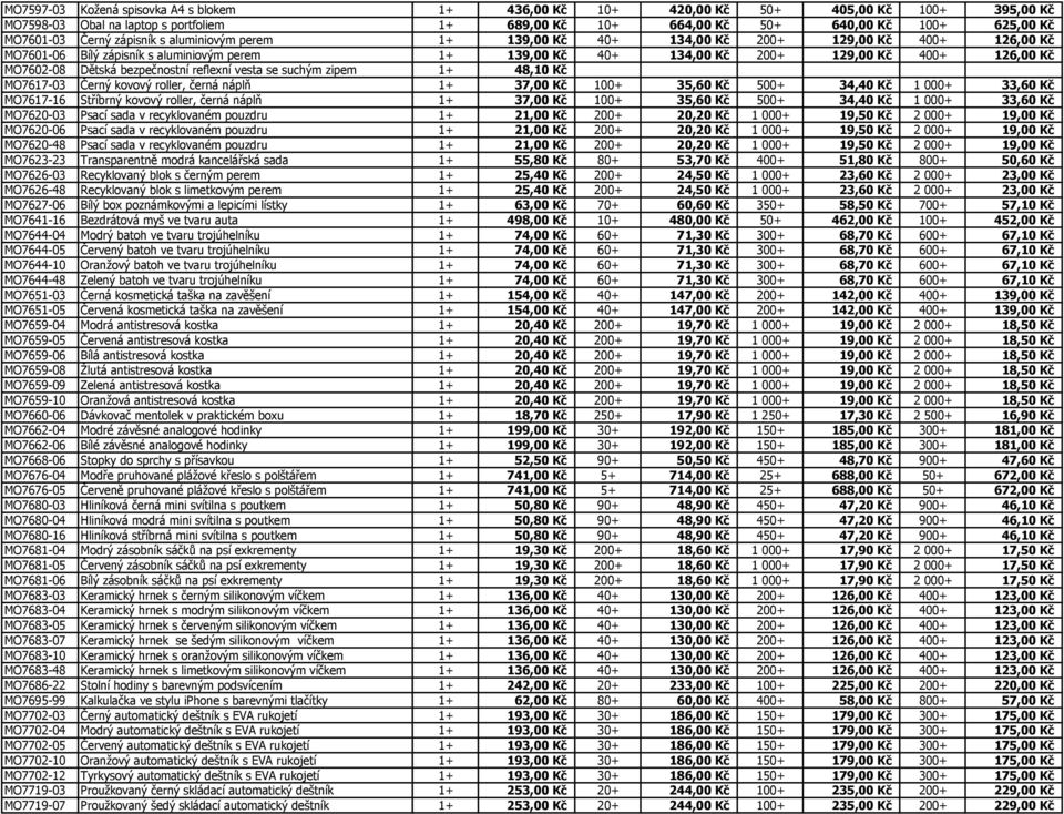 MO7602-08 Dětská bezpečnostní reflexní vesta se suchým zipem 1+ 48,10 Kč MO7617-03 Černý kovový roller, černá náplň 1+ 37,00 Kč 100+ 35,60 Kč 500+ 34,40 Kč 1 000+ 33,60 Kč MO7617-16 Stříbrný kovový